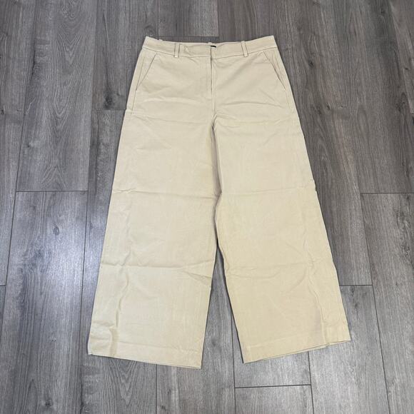 J.Crew Remy Wide-leg Cropped Pants WMNS 10 Tan High-Rise Stretch Zip Fly Pockets - Picture 3 of 7